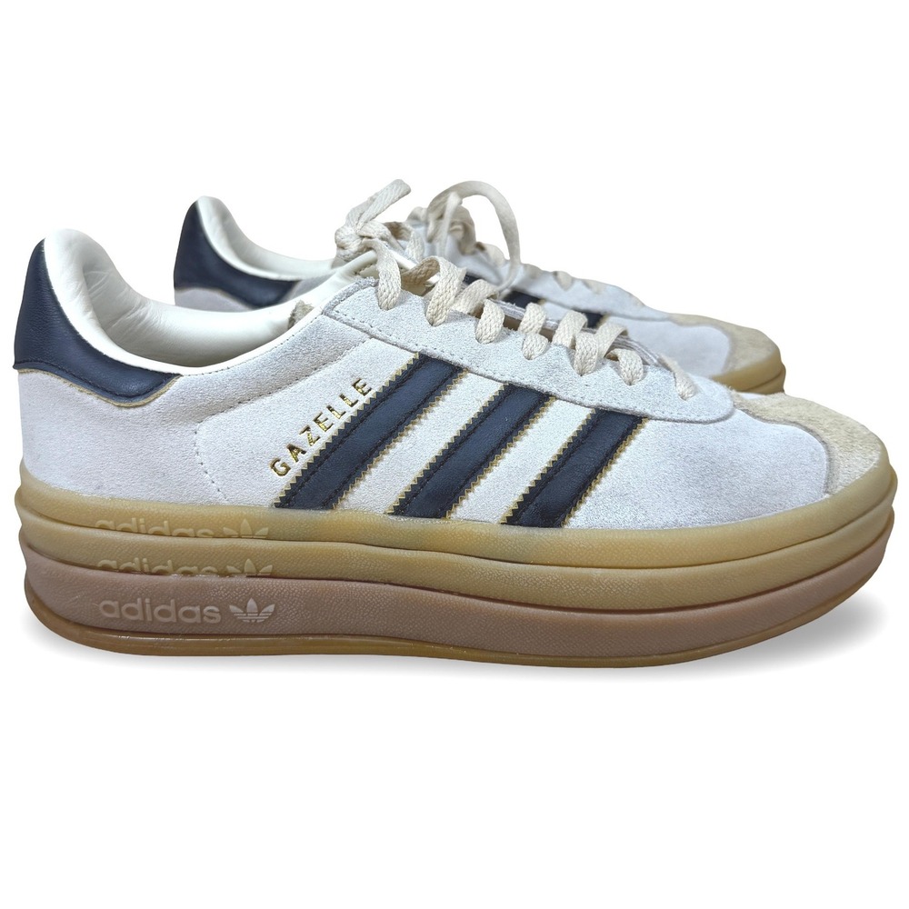 Adidas Gazelle Bold Platform Cream White Navy Gum Womens 8 JS3892